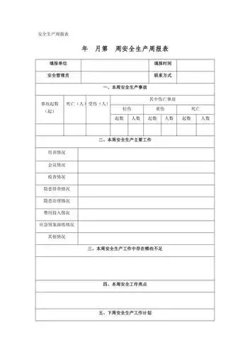 安全生产周报表