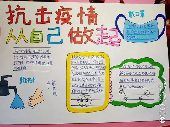 面对疫情,我们有"画"说——四年级二班抗疫手抄报