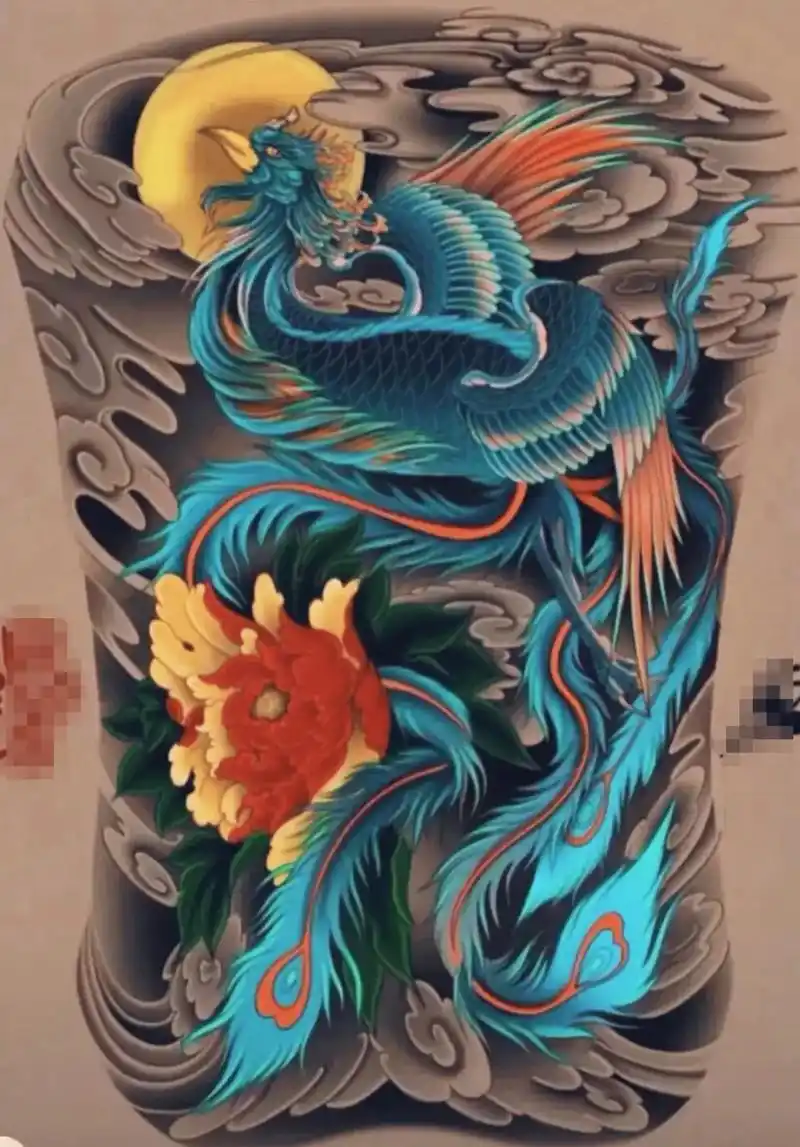 纹身图案手稿 #纹身素材 满背凤凰手稿 - 抖音