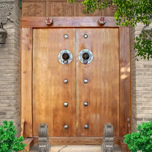 中式实木仿古农村别墅会所进户门乡村庭院对开门老榆木大门双开门