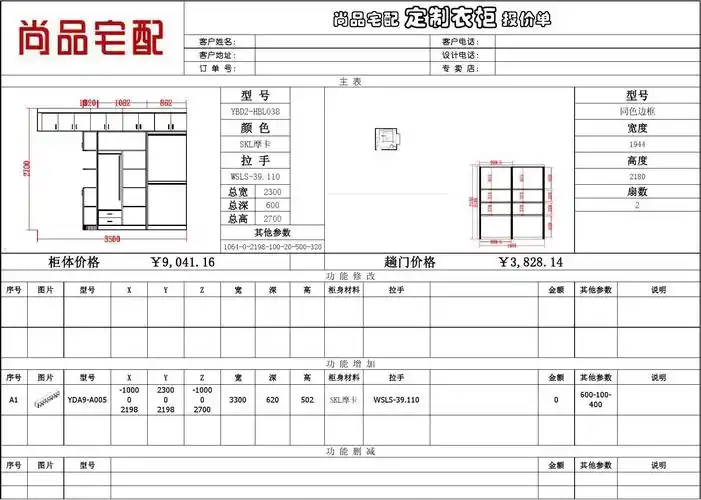 28趟门衣柜报价单