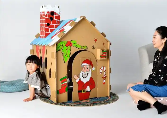 儿童手工纸板城堡大型幼儿园手工材料diy纸壳纸箱房太空小屋6060120cm
