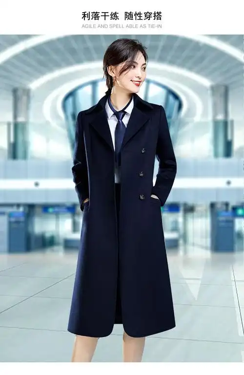 香港唯坤旗舰官方店{工厂直供}南航空姐制服航空呢子大衣女冬季加棉