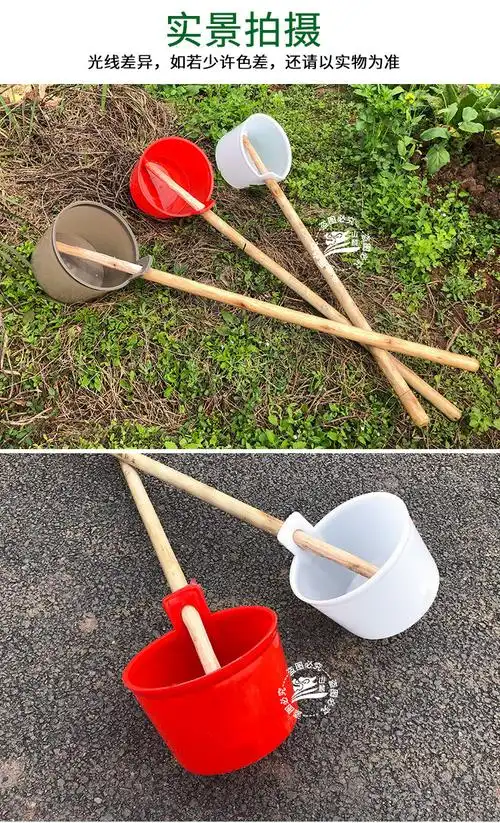 老式加厚塑料粪瓢牛筋熟胶粪舀加长木柄农用大棚泼菜浇水粪勺瓜当麦桑