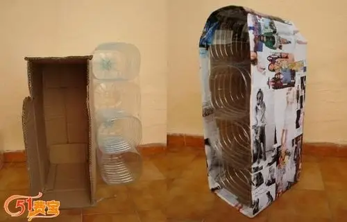 用旧报纸或者杂志,当然也可以用更好的包装纸,糊在纸箱外面.