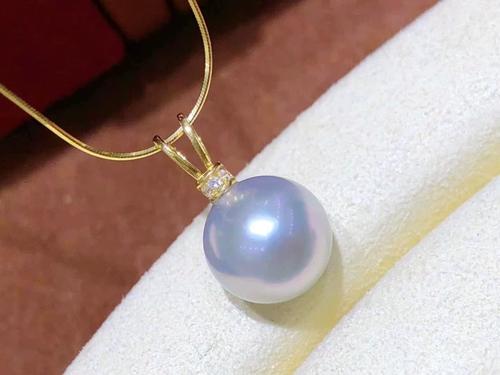 g18k金珍珠吊坠 天然海水真多麻珍珠吊坠 高档海水珍珠项链