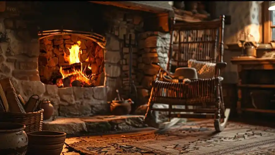 感觉温暖而熟悉 - 看着古城堡中闪烁的火焰