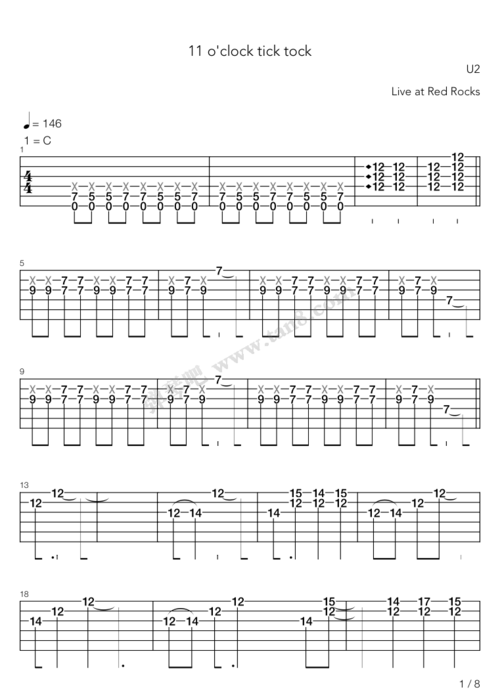 吉他谱 - 11 oclock tick tock