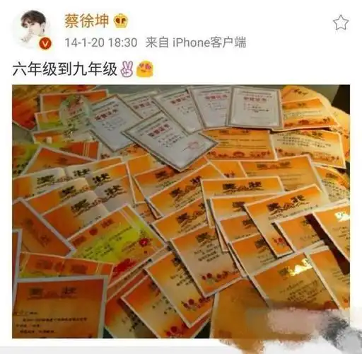 成绩好!蔡徐坤晒证书曝光外公真实身份,从小就被熏陶成绩好