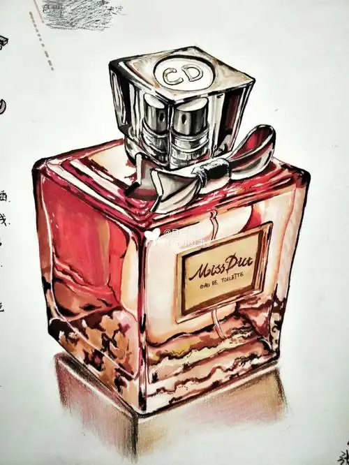 香水瓶子是三年前的稿子了~拍摄角度问题有些透视有点怪~#设计  #马克