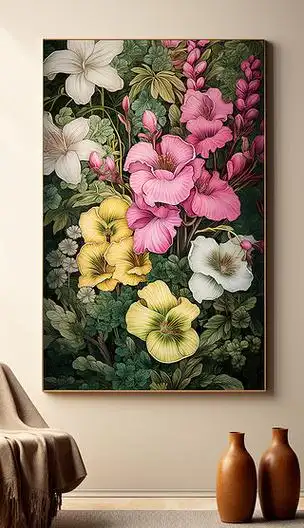 手绘北欧时尚花卉油画客厅装饰画抽象花卉挂画