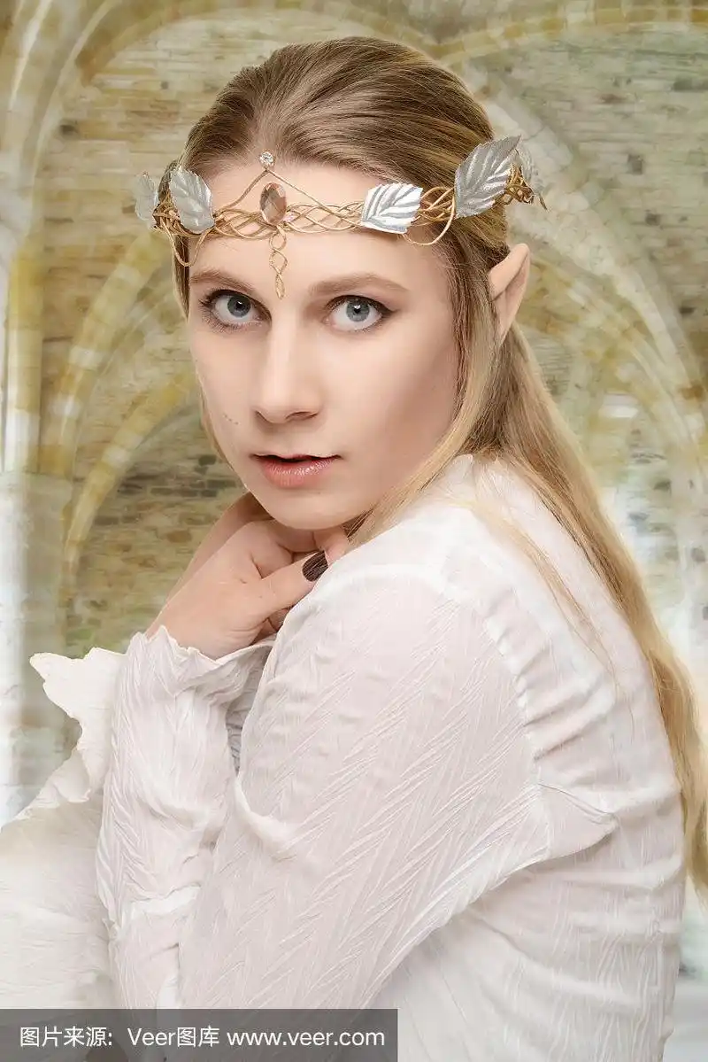 描绘戴着皇冠的女精灵