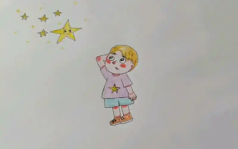 【手绘】仰望星空的小孩,手绘插画教程