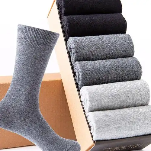 长棉袜男 高筒加厚_高筒袜子男长袜男士冬季纯棉袜高腰高帮纯黑色正装