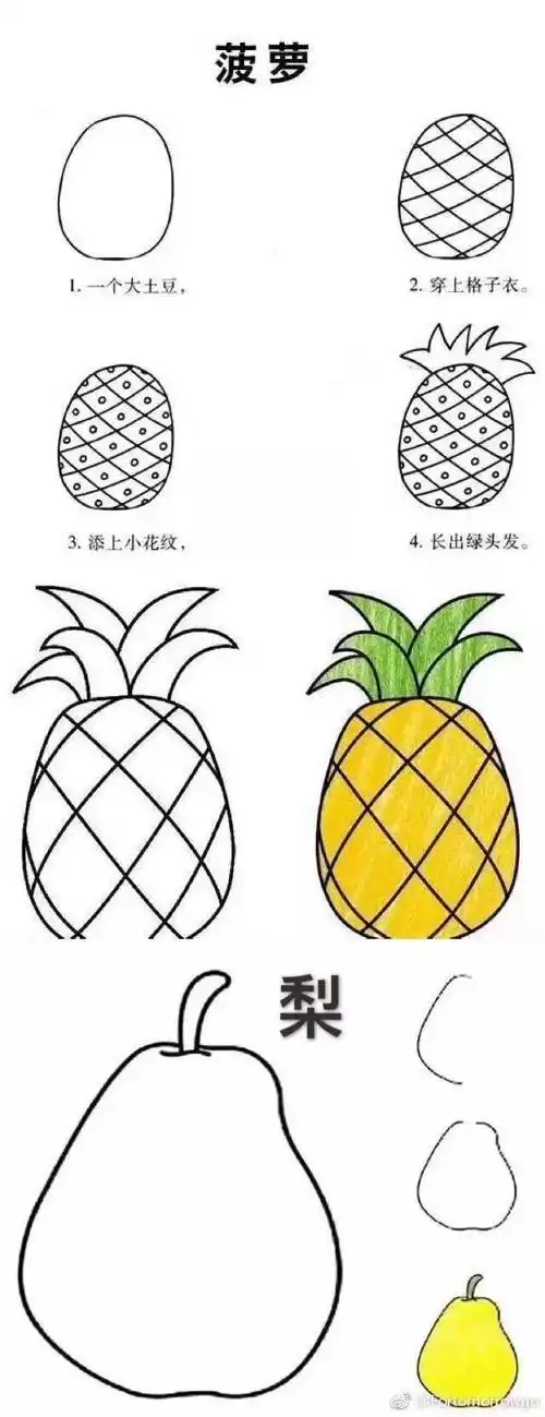 水粉菠萝的画法简笔画