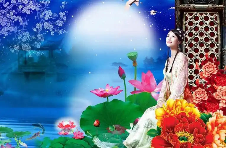 明月寄相思美女思故乡古典美女图片