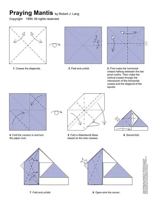 最简单的螳螂折纸 昆虫折纸之螳螂折纸折法