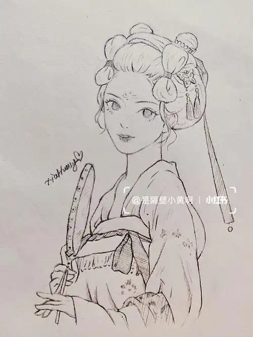 我的日常  #手绘教程  #线稿  #速写人物  #古风插画   #薯队长