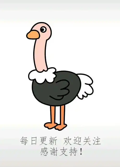 鸵鸟简笔画它可是跑步高手哦