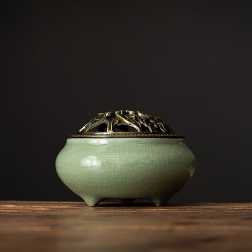 森昭 烧艾香炉 大号陶瓷蚊香炉家用室内熏香哥窑艾柱香薰艾草sn0136