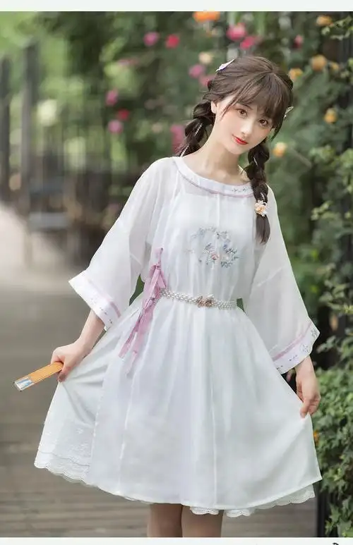 夏澄澄汉元素连衣裙打底吊带裙改良汉服女夏季中国风连衣裙吊带裙两件