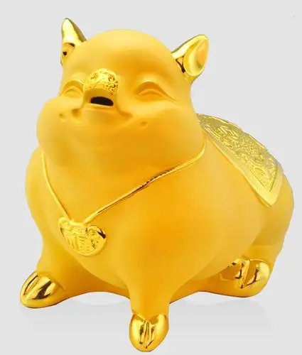 沙金存钱罐猪摆件招财金猪可爱创意现代家居装饰品电视柜开业礼.