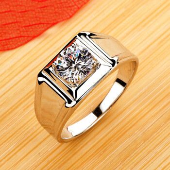 珍彬莫桑钻男婚戒铂金pt950潮戒指戒指钻戒结婚求婚欧美经典款