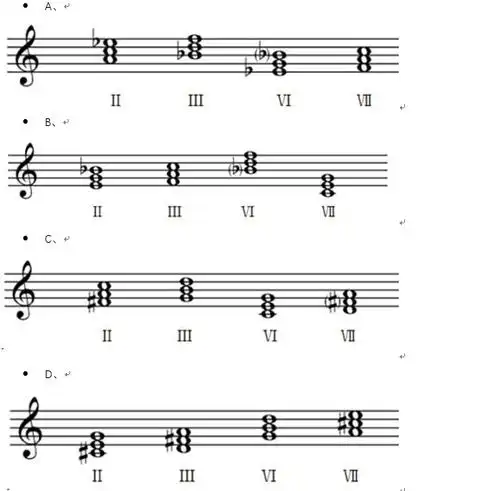 d自然小调的副三和弦有