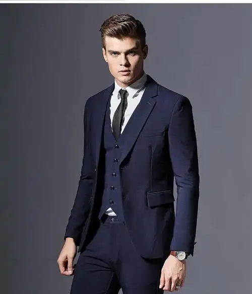 罗蒙romon西服男套装男秋季外套商务休闲西装男士结婚礼服三件套新郎