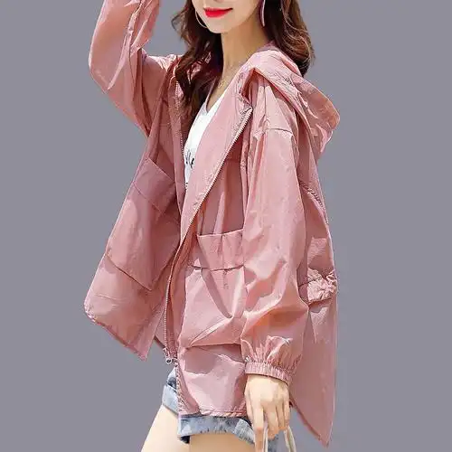 防晒衣女2021夏季冰丝清凉透气短款宽松百搭长袖防晒服短外套女