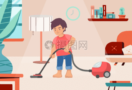 打扫房间gif图片素材