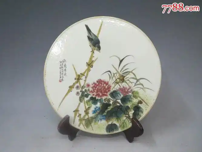 民国刘雨岑粉彩花鸟纹瓷板