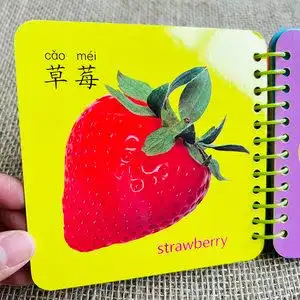 宝宝圈圈书认识水果卡片加厚撕不烂双语早教认知卡片婴儿看图识物认物