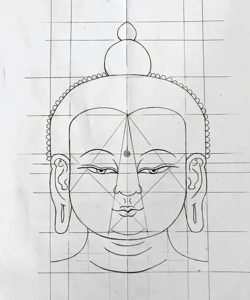 学生才开始学一周画唐卡的作业