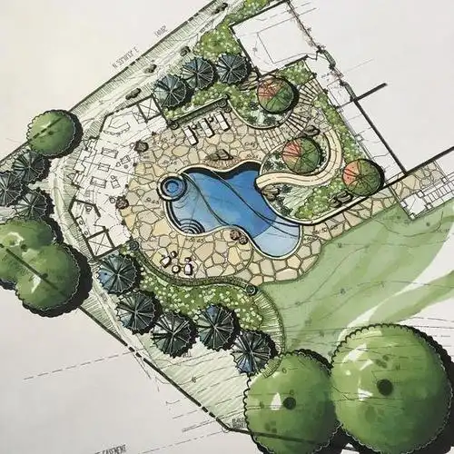 手绘景观设计平面图