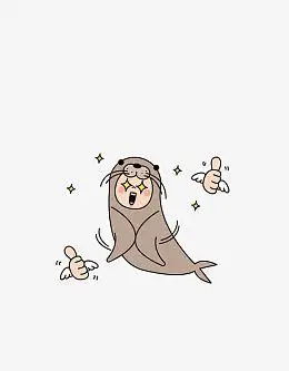 卡通插图鼓掌欢迎的海豹