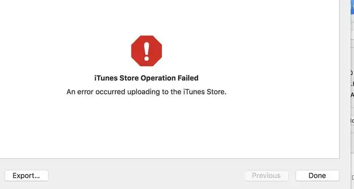 xcode 9: an error occurred uploading to the itunes store.