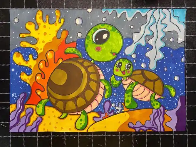 儿童画海底世界