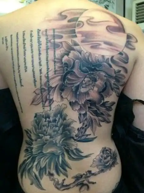 牡丹图_纹身图案手稿图片_崔俊贵的纹身作品集