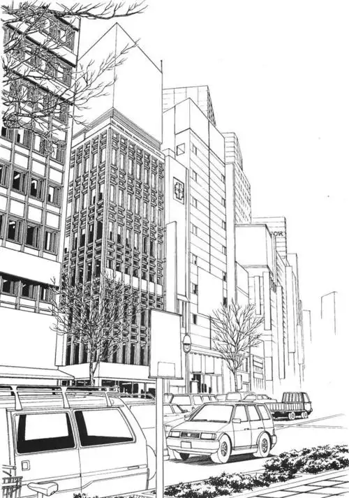 现代建筑场景线稿图片 黑白cg二次元漫画背景参考城市街道背景线条