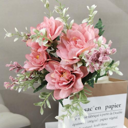 跨境北欧仿真花5叉香雪兰家居婚庆装饰玉兰花束影楼拍摄假花