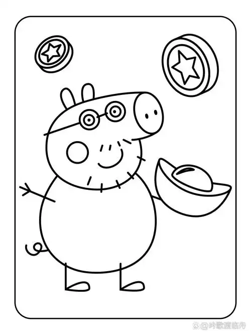 99小猪佩奇超萌涂色简笔画素材 | 120页打印