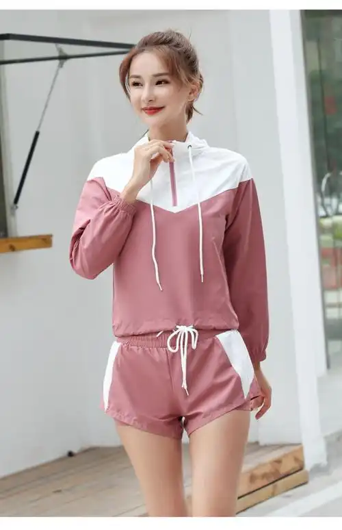 新款女式休闲运动套装女秋冬跑步健身瑜伽服套装自由组合五件套