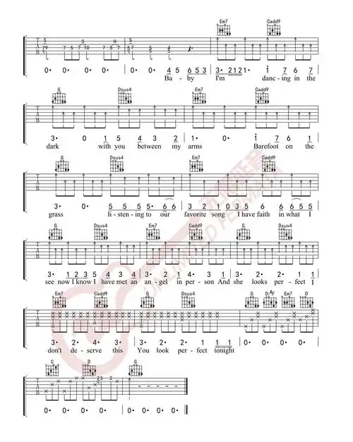 《perfect吉他谱》_ed sheeran_黄老板_六线谱完整版_吉他图片谱6张