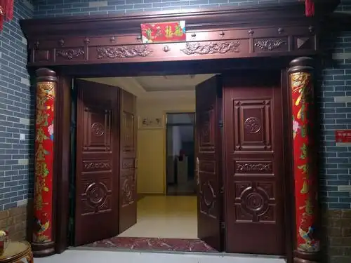 农村自建房客厅大门防晒防锈厂家制做仿真铜四开门别墅庭院防盗门