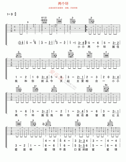 《天韵诗歌《两个环》》吉他谱