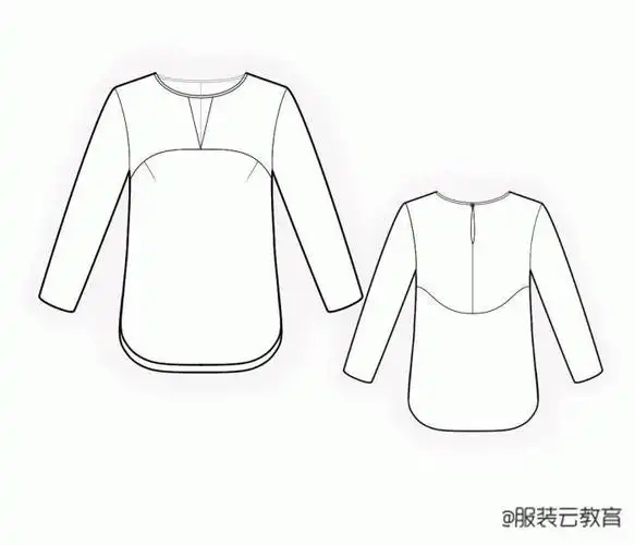 六款女士上衣的效果图 款式图 制版图