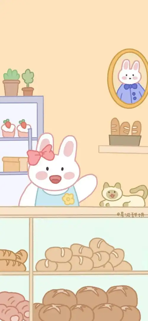 兔子/可爱锁屏/壁纸,锁屏壁纸小兔子(可爱清新兔子手绘壁纸图片)