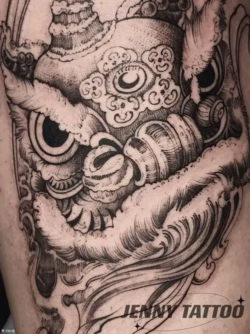 醒狮_纹身图案手稿图片_ jenny的纹身作品集