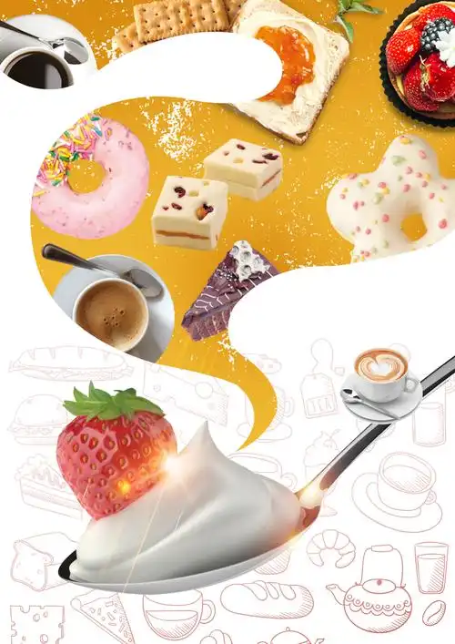 创意手绘甜品美食海报设计背景素材